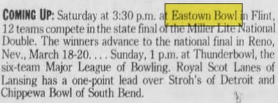 Eastown Bowl - Feb 1988 Article